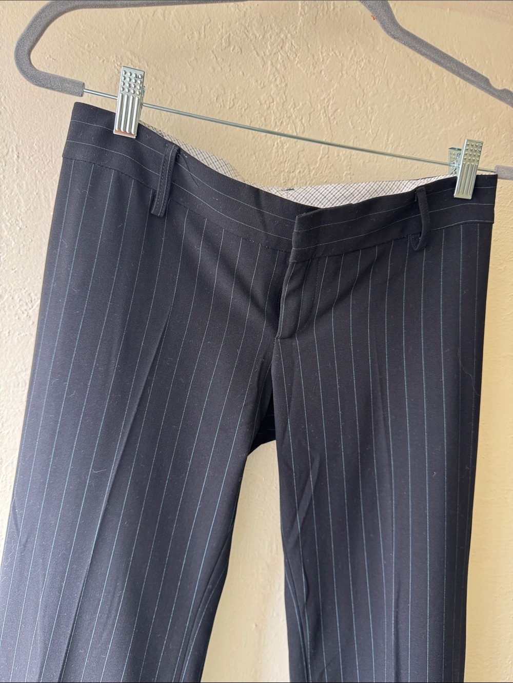 Extra low rise pinstripe pants